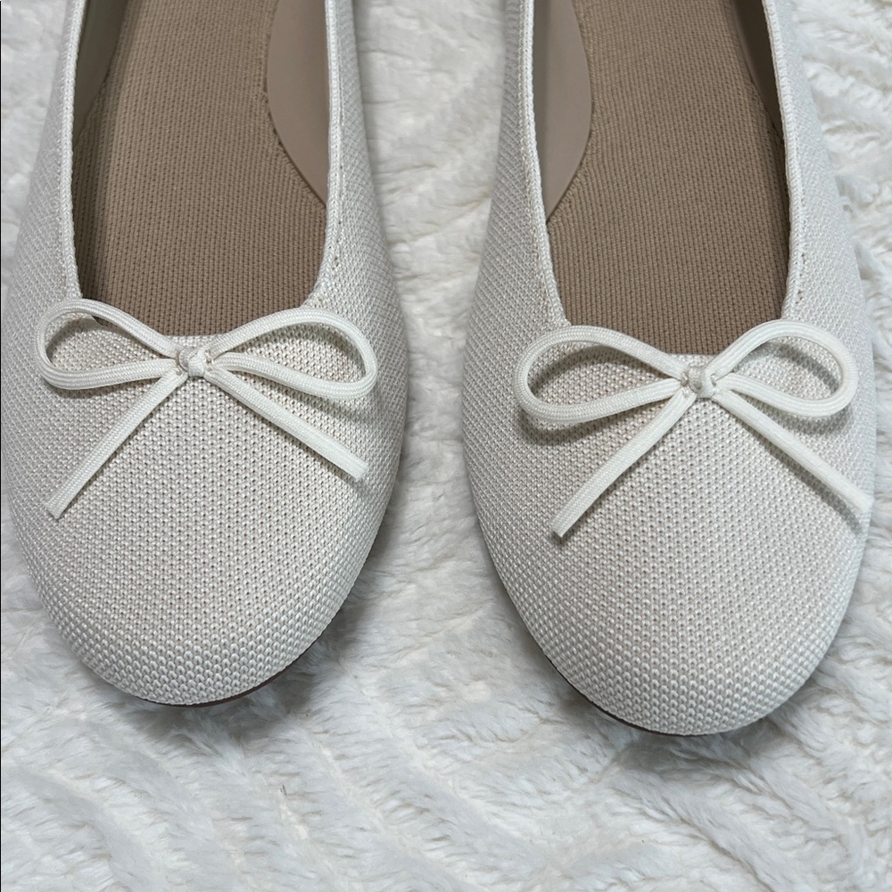 Rothy’s The Flat Gardenia Cream Bow Flats Size 12 Sustainable Knit NWOB - Picture 7 of 12